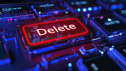 Poster - Glowing Red Delete Key on Futuristic Keyboard Design