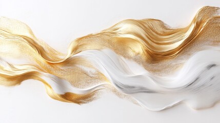 Poster - Elegant gold and white abstract wave art modern design creative studio minimalist aesthetic artistic perspective visual appeal