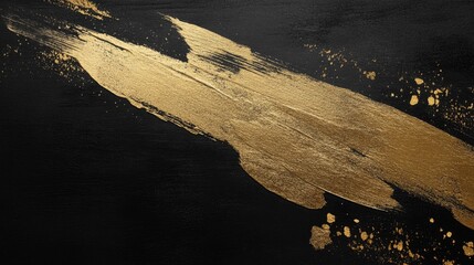 Poster - Dynamic golden brush strokes on black canvas abstract art creation modern art gallery contemporary environment artistic perspective