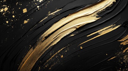 Poster - Elegant black and gold abstract art modern interior digital artwork artistic expression close-up luxury design inspiration