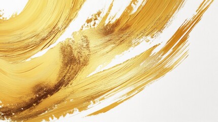 Poster - Dynamic gold brush strokes abstract art digital artwork studio setting close-up perspective creative expression for visual design