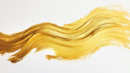 Poster - Dynamic golden wave brush stroke abstract art modern design studio environment close-up view creative expression for visual impact