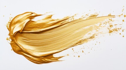 Poster - Dynamic golden paint stroke abstract art visual design minimalist background artistic perspective creative expression