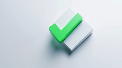 Wall Mural - 3d render of green checkmark on white square