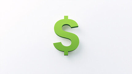 Wall Mural - green dollar sign symbol 3d rendering white background  isolated minimalist design business finance currency  stock image