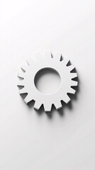 Wall Mural - white 3d gear cogwheel minimalist illustration isolated on white background