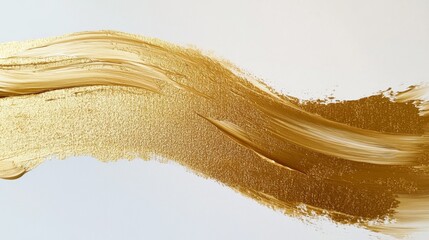 Poster - Dynamic gold brush stroke on canvas art studio abstract artwork creative environment close-up view artistic expression