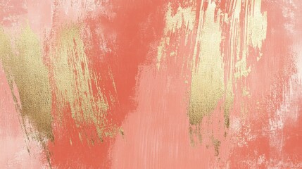 Poster - Creative abstract art in soft coral and gold digital artwork modern aesthetic bright studio artistic expression for home decor