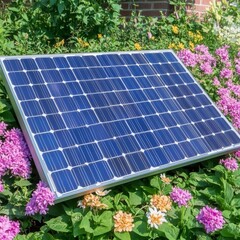 Poster - Solar panel in a garden setting.