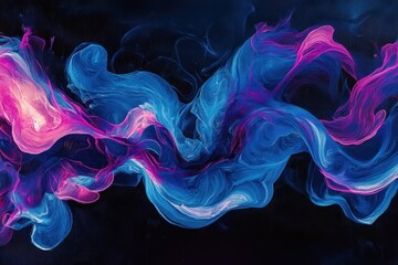 Wall Mural - abstract swirling blue and pink ink in water.