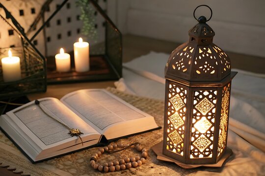 Al Quran and a beautiful Arabian lamp