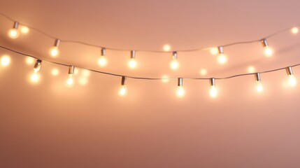 Poster - Warm Ambient Light String With Bulbs on Soft Background