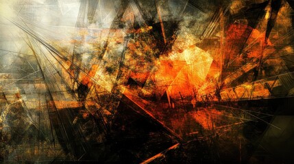 Poster - Abstract Explosion of Colorful Shapes with Dynamic Textures