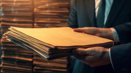 Poster - Document handling process office setting business content professional environment close-up view efficiency concept