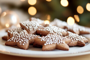 Canvas Print - Delicious selection of traditional Christmas cookies. Festive cookies and cookies in different shapes. Decorated Christmas cookies for Advent.