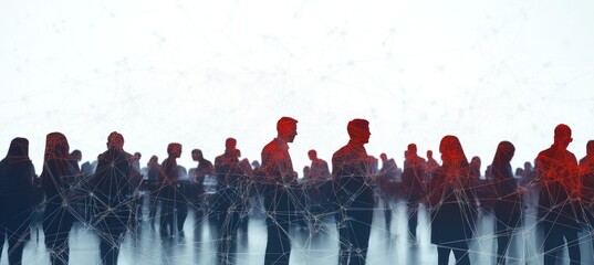 Aufkleber - Silhouette of business people crowd. Company teamwork job. Generative AI technology.	
