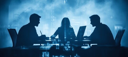 Aufkleber - Office meeting manager and employee. Company teamwork job. Generative AI technology.	
