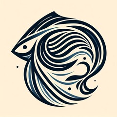 Poster - an abstract fish shape using simple curves and lines