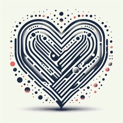 Poster - An abstract heart with multiple dots and horizontal stripes