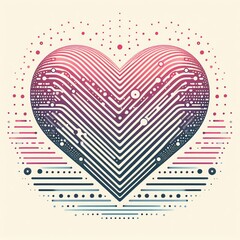 Poster - an abstract heart with multiple dots horizontal stripes and a gr