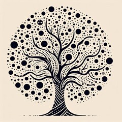 Poster - an abstract tree with multiple dots scattered inside the trunk a