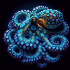 Poster - blue ringed octopus a blue ringed octopus with vibrant rings war
