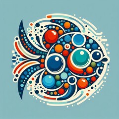 Poster - Circle Fish A stylized fish design composed of circles creating