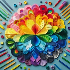 Poster - color spectrum use various colors of paper cutouts to create a v