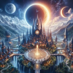 Poster - Eclipse Citadel A city that exists in perpetual twilight due to