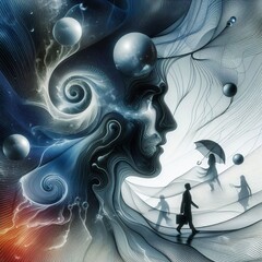 Fototapete - Explore the fluidity of identity and the connection between self