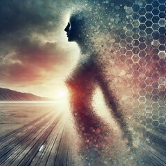 Poster - Fading Away A stylized abstract representation of a figure fadin