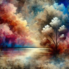 Poster - Fading Colors A stylized abstract representation of a painting f