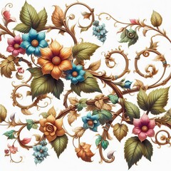 Poster - Floral Vines Vines that twist and curl each leaf and flower a di