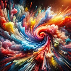 Poster - Focus on the dynamic flow and blending of colors creating a sens