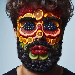 Poster - Fruit Face A person s face made entirely of fruit complete with