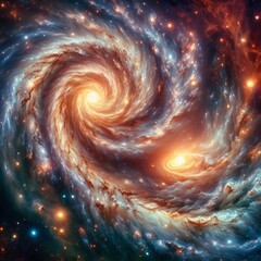 Poster - galactic merger a chaotic blend of two spiral textures showing g