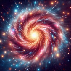 Poster - galactic nucleus a bright dense center with radial patterns depi