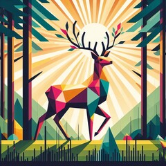 Poster - Geometric Deer