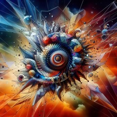 Poster - geometric organisms abstract organisms composed of geometric sha