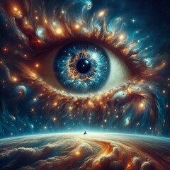 Poster - giant eye in the sky a giant eye staring down from the sky its i