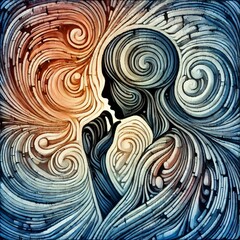 Poster - lost in thought a stylized abstract representation of a figure l