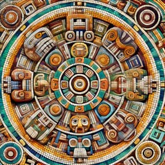 Poster - mayan mosaics mayan art motifs in a mosaic like kaleidoscope