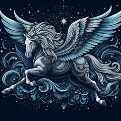 Poster - Pegasus in Flight Combine horse imagery with wings and celestial