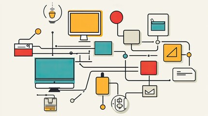Poster - Abstract Digital Technology Connection Concept with Geometric Shapes