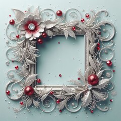 Poster - silver glitter frame a sparkling silver glitter frame with a che