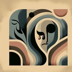 Poster - sorrowful shapes a set of stylized abstract shapes in muted colo
