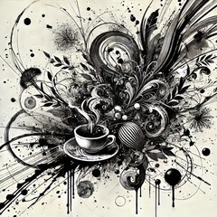 Poster - splatters drips adding energy and chaos through ink splatters an