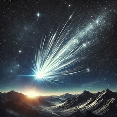 Poster - starburst shaped comet a comet shaped like a starburst with radi