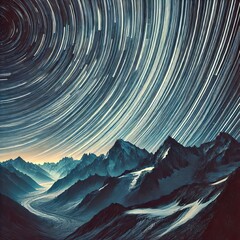 Poster - star trails a texture with long curved lines of light showing th
