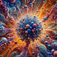 Fototapete - Subatomic Visions Microscopic views of subatomic particles rende